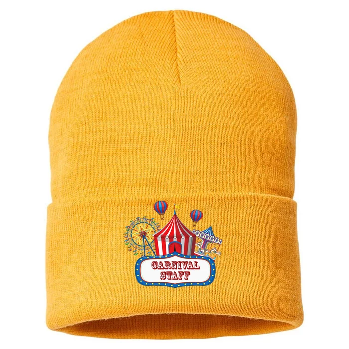 Carnival Staff For Circus Event Staff & Ringmaster Lover Sustainable Knit Beanie