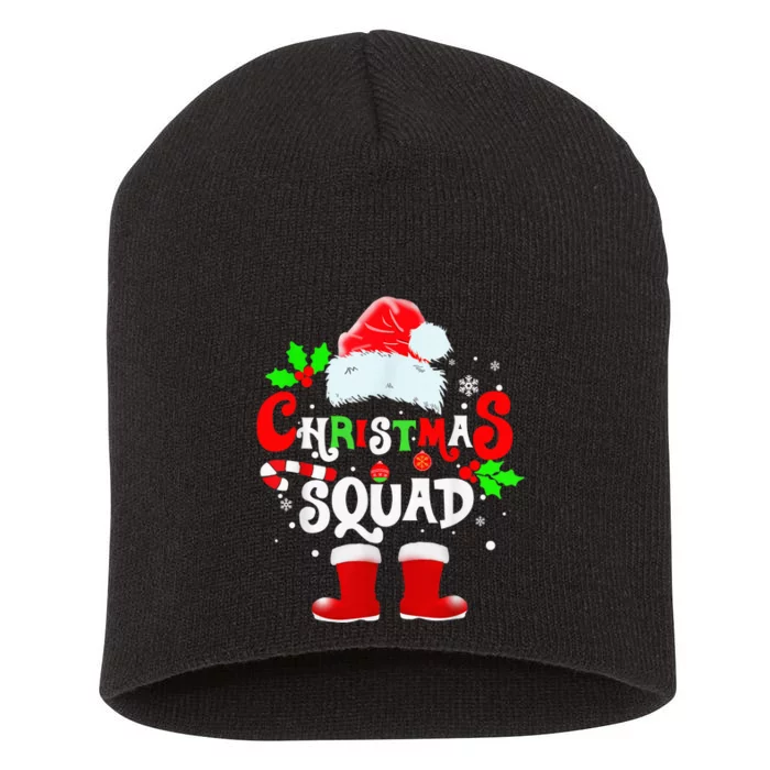 Christmas Squad Family Group Matching Shirts Santa Hat Xmas Short Acrylic Beanie