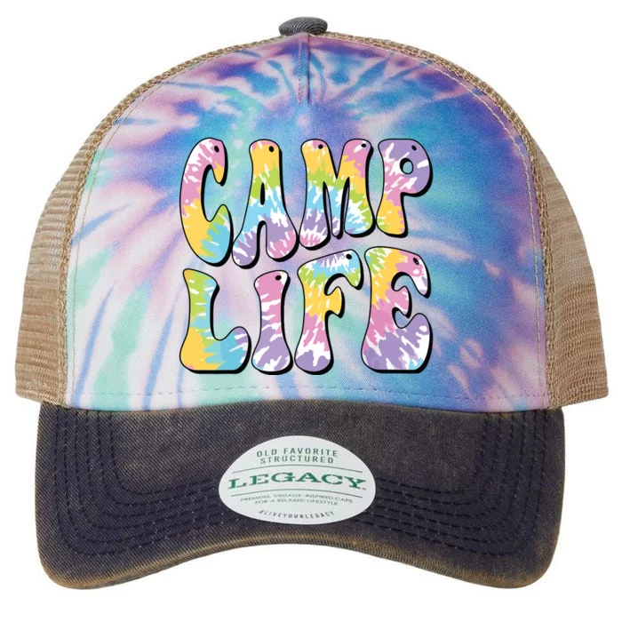 Camping Summer For Girl Summer Camp Life Retro Legacy Tie Dye Trucker Hat