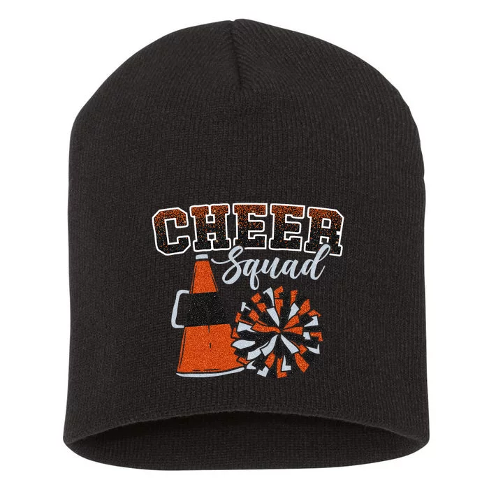 Cheer Squad Funny Cheerleader Cheerleading Orange Short Acrylic Beanie