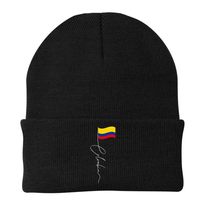 Colombia Signature Flag Pole Patriotic Colombian Flag Knit Cap Winter Beanie