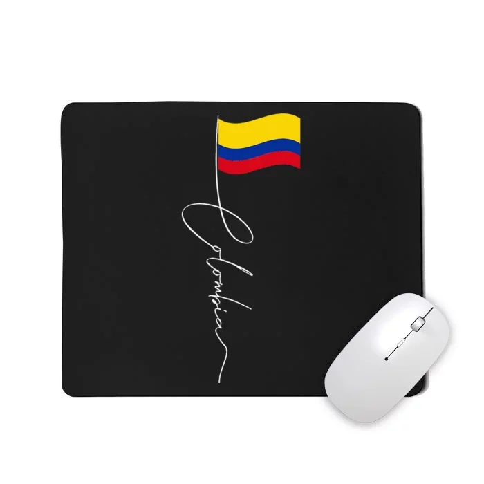 Colombia Signature Flag Pole Patriotic Colombian Flag Mousepad