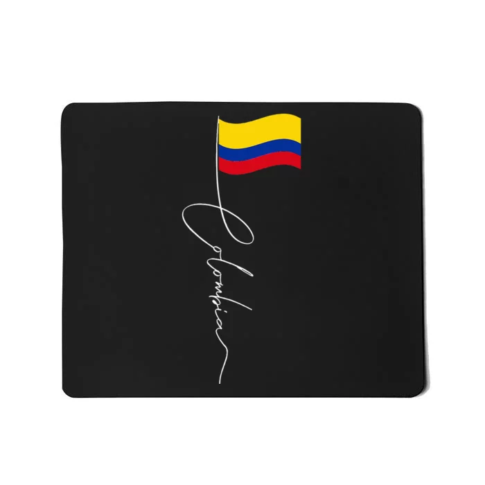 Colombia Signature Flag Pole Patriotic Colombian Flag Mousepad