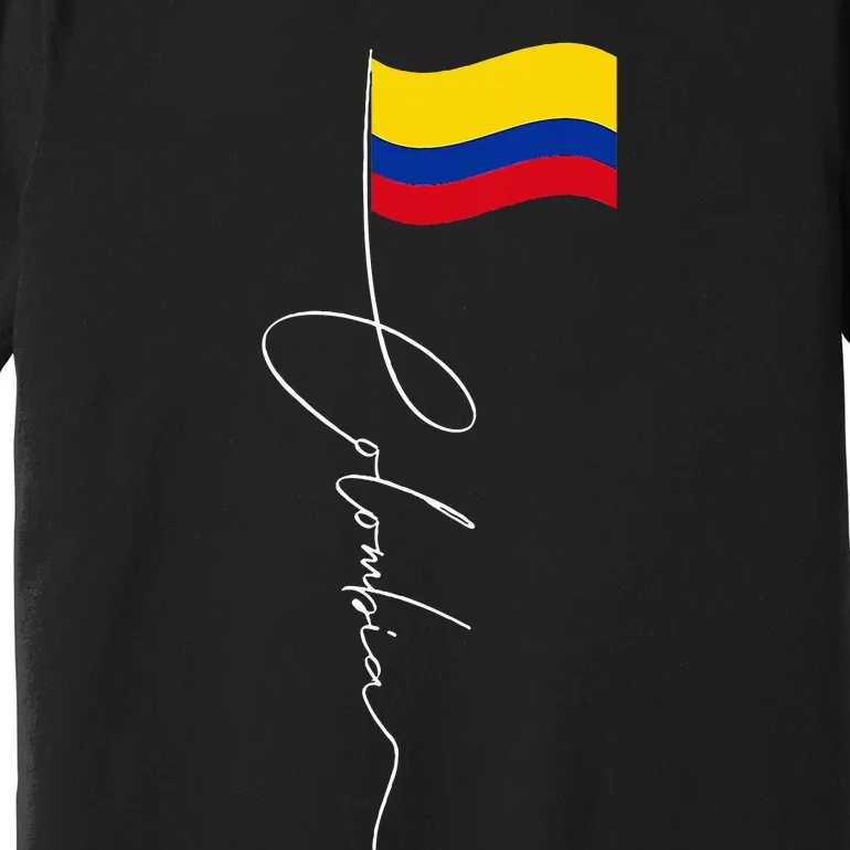 Colombia Signature Flag Pole Patriotic Colombian Flag Premium T-Shirt