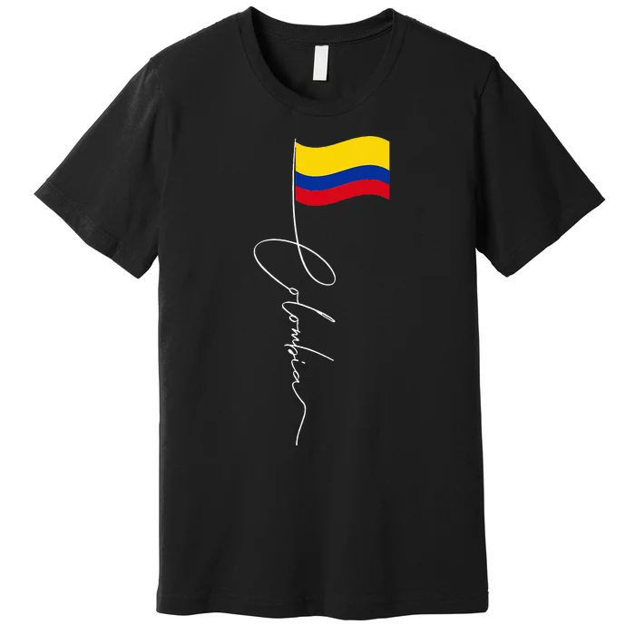 Colombia Signature Flag Pole Patriotic Colombian Flag Premium T-Shirt