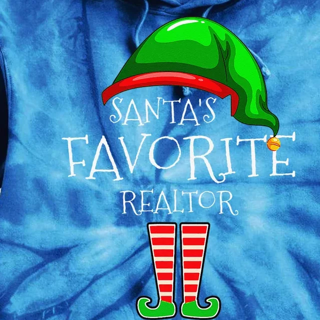 Christmas Santas Favorite Realtor Elf Xmas Tie Dye Hoodie