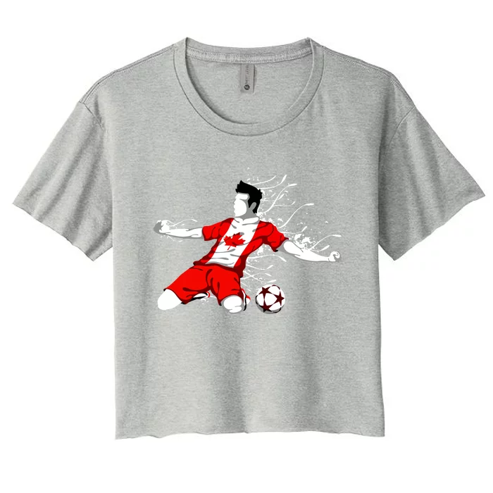 Canada Soccer Fans Jersey Canadian Flag Football Lovers Art Women's Crop Top Tee