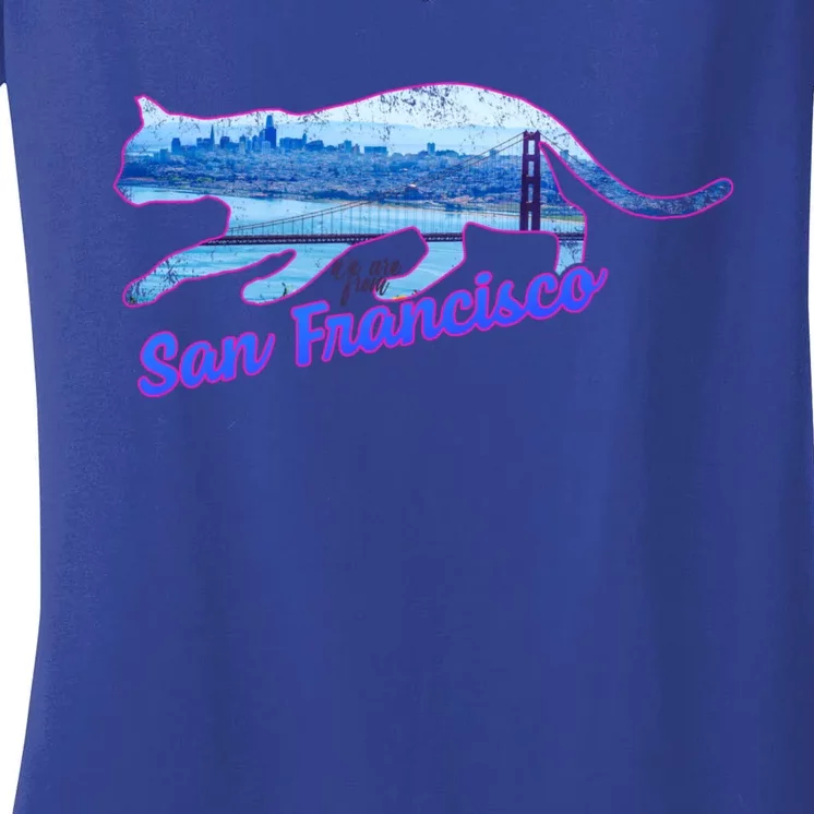 Cat San Francisco Usa Cool Landmark Dog Lover Gift Women's V-Neck T-Shirt