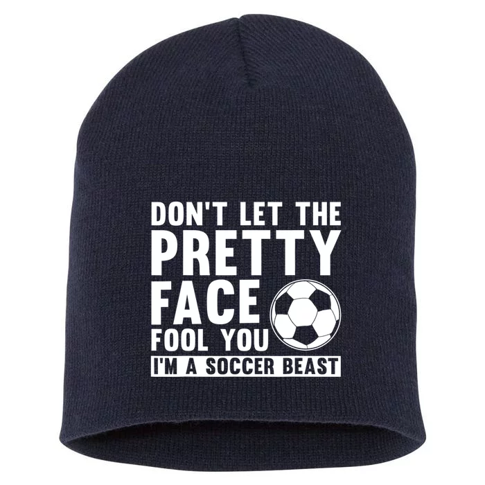 Cool Soccer For Women Teen Girls Soccer Lover Player Sports Short Acrylic Beanie