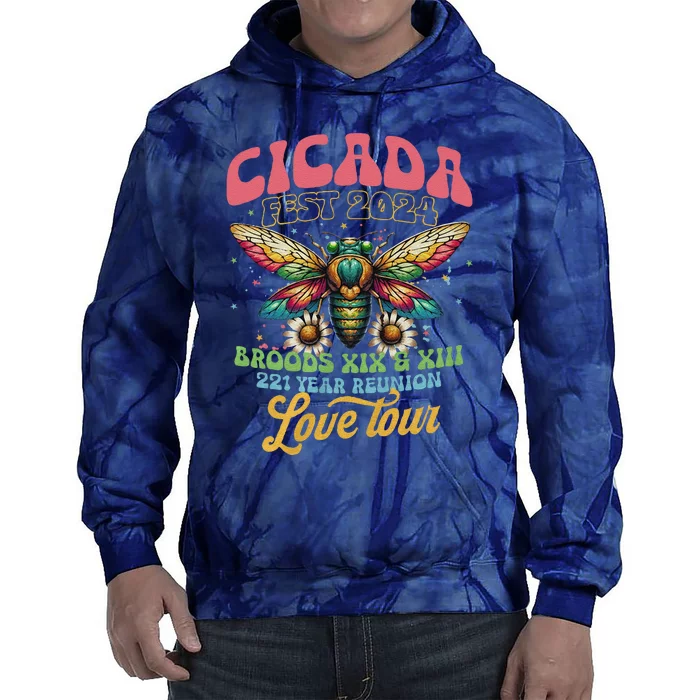 Cicada Shirts Funny Double Brood Cicada 2024 Concert Band Tie Dye Hoodie