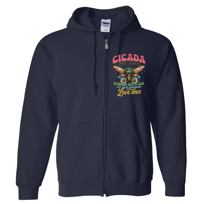 Cicada Shirts Funny Double Brood Cicada 2024 Concert Band Full Zip Hoodie