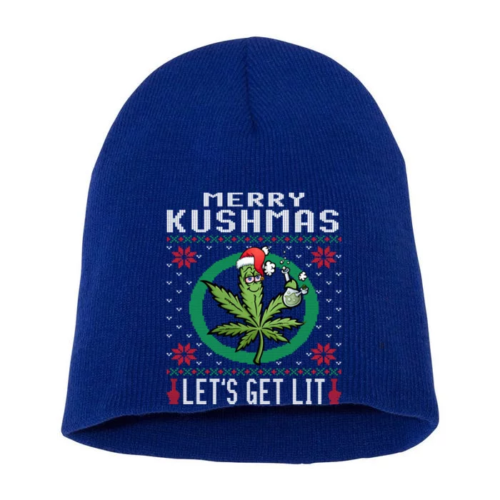 Cannabis Stoner Gift Marijuana Ugly Christmas Let's Get Lit Meaningful Gift Short Acrylic Beanie