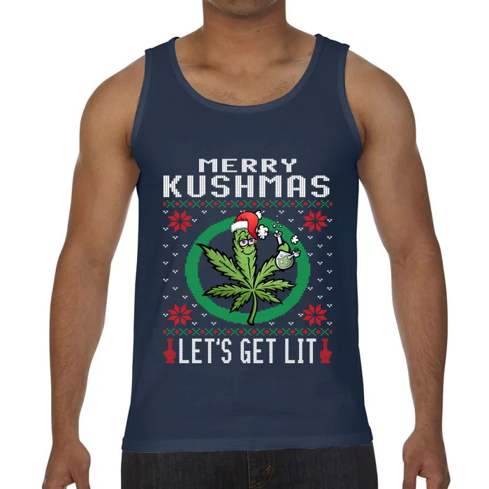 Cannabis Stoner Gift Marijuana Ugly Christmas Let's Get Lit Meaningful Gift Comfort Colors® Tank Top