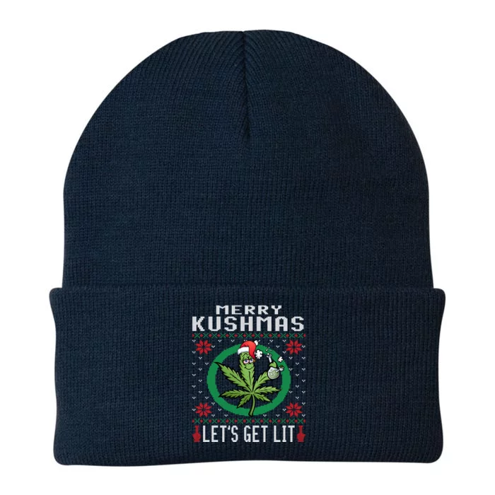 Cannabis Stoner Gift Marijuana Ugly Christmas Let's Get Lit Meaningful Gift Knit Cap Winter Beanie