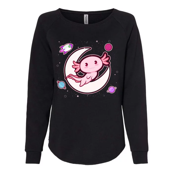 Cute Space Galaxy Axolotl Womens California Wash Sweatshirt