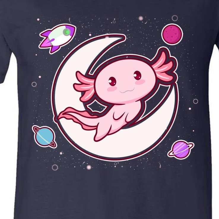 Cute Space Galaxy Axolotl V-Neck T-Shirt