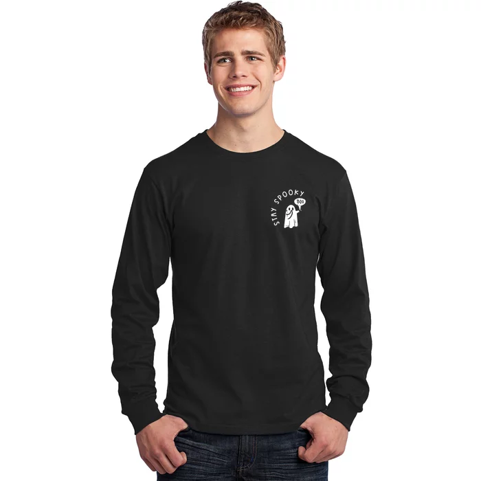 Cute Spooky Ghost Boo Pocket Funny Halloween Long Sleeve Shirt