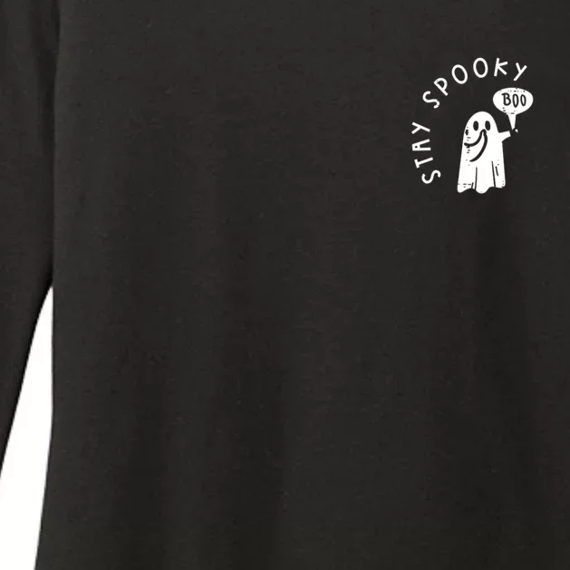 Cute Spooky Ghost Boo Pocket Funny Halloween Womens CVC Long Sleeve Shirt