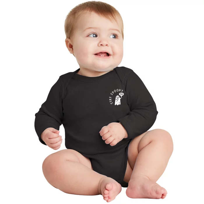 Cute Spooky Ghost Boo Pocket Funny Halloween Baby Long Sleeve Bodysuit