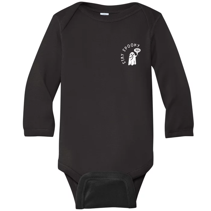 Cute Spooky Ghost Boo Pocket Funny Halloween Baby Long Sleeve Bodysuit