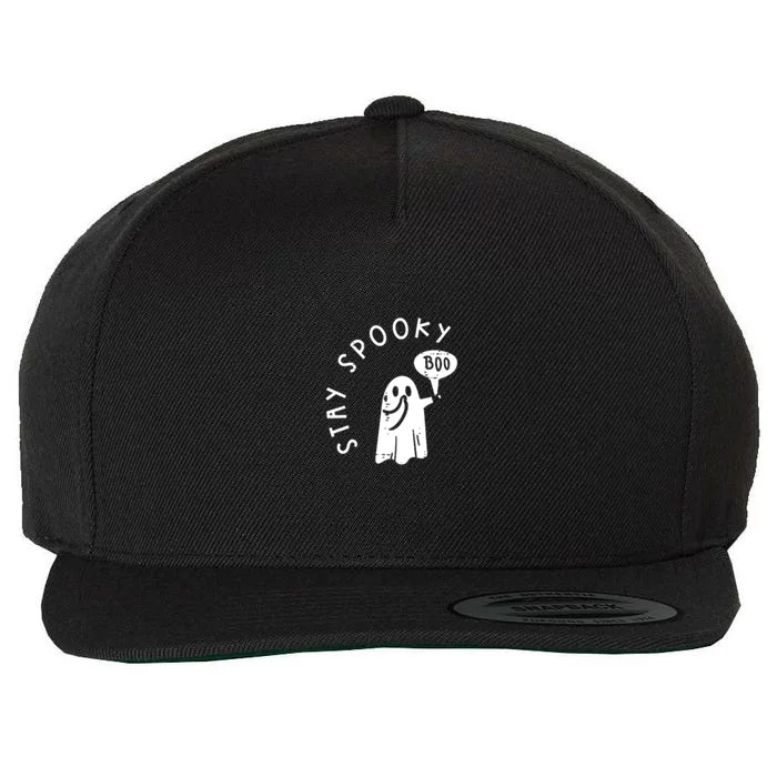 Cute Spooky Ghost Boo Pocket Funny Halloween Wool Snapback Cap