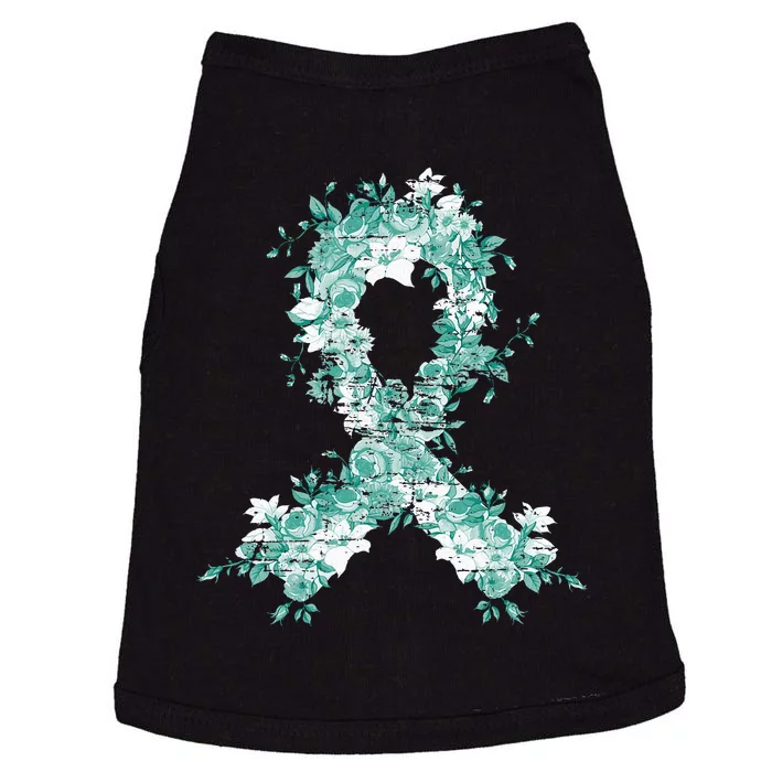 Cancer Survivor Gift Teal Ribbon Ovarian Cancer Awareness Doggie Tank