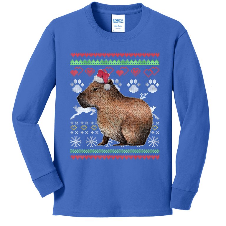 Capybara Santacool Giftclaus Ugly Christmas Sweater Holiday Lover Gift Kids Long Sleeve Shirt