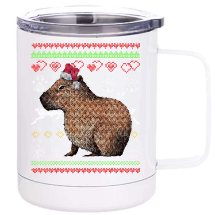 Capybara Santacool Giftclaus Ugly Christmas Sweater Holiday Lover Gift Front & Back 12oz Stainless Steel Tumbler Cup