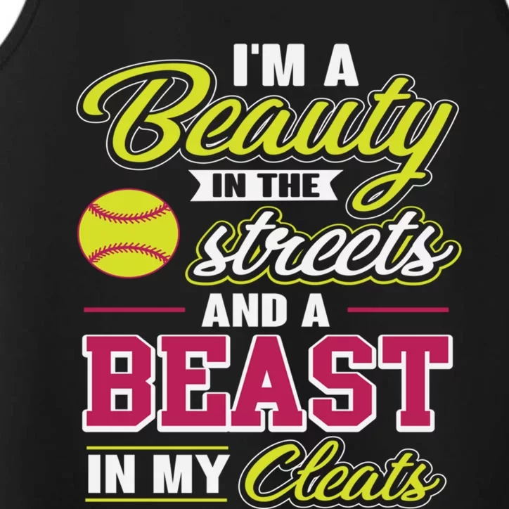 Cute Softball Gift For Softball Players Performance Tank