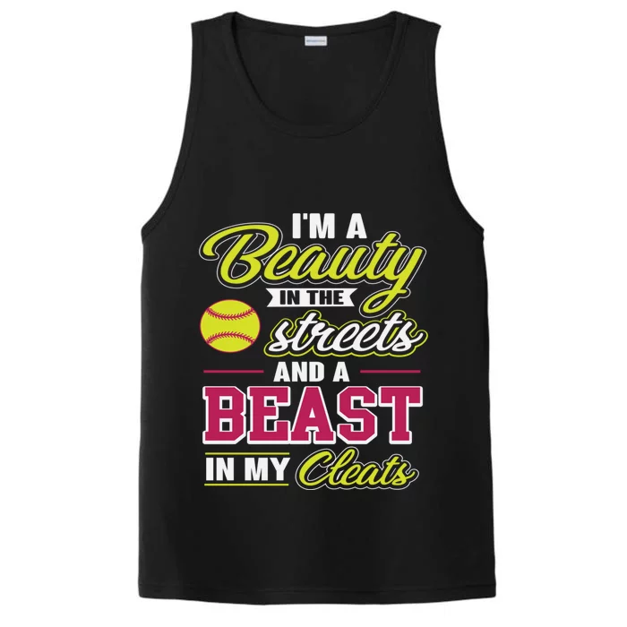 Cute Softball Gift For Softball Players Performance Tank