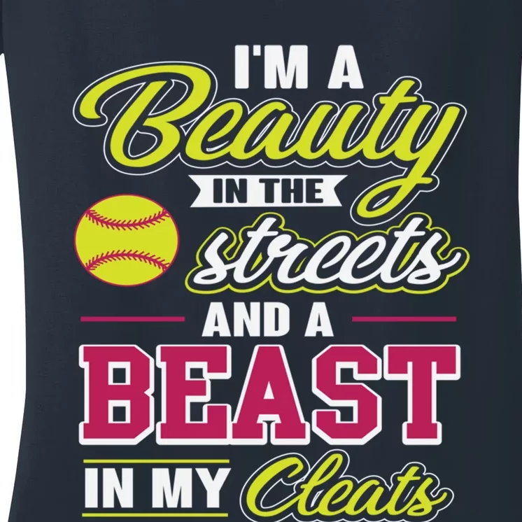 Cute Softball Gift For Softball Players Women's V-Neck T-Shirt