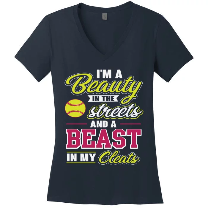 Cute Softball Gift For Softball Players Women's V-Neck T-Shirt