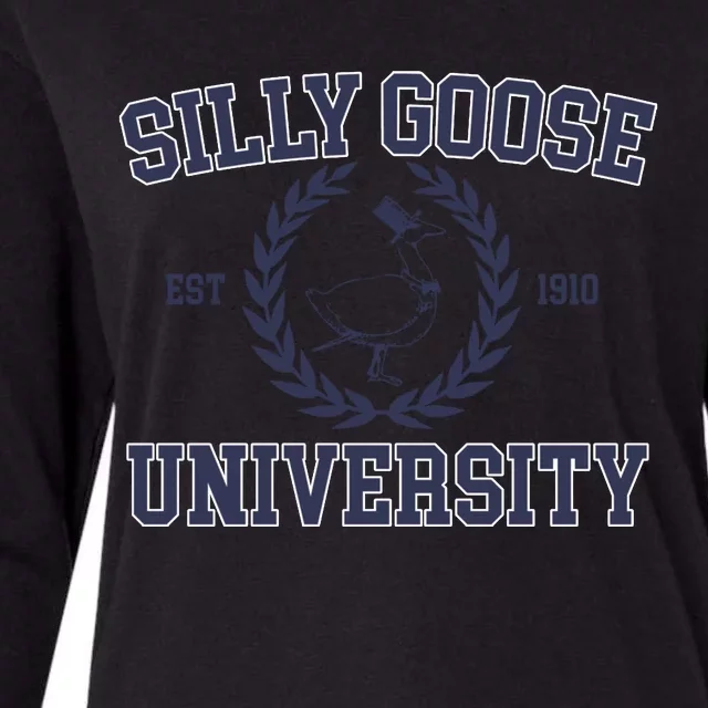 Cute Silly Goose University Gift Womens Cotton Relaxed Long Sleeve T-Shirt