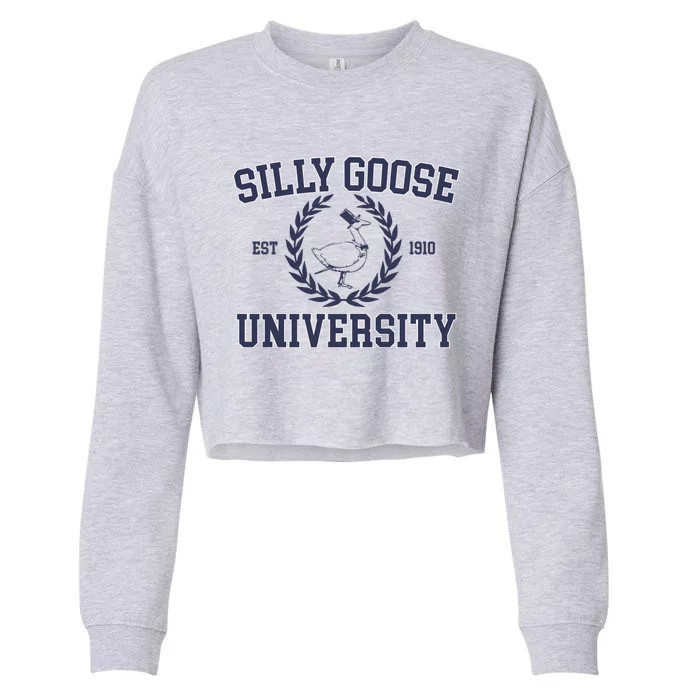 Cute Silly Goose University Gift Cropped Pullover Crew