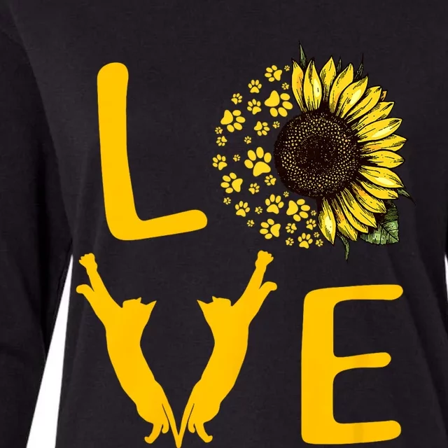 Cat Sunflower Gifts For Cat Lovers Cat Mom Womens Cotton Relaxed Long Sleeve T-Shirt