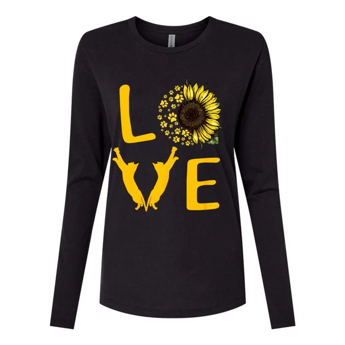 Cat Sunflower Gifts For Cat Lovers Cat Mom Womens Cotton Relaxed Long Sleeve T-Shirt