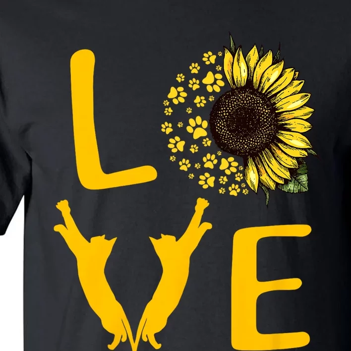 Cat Sunflower Gifts For Cat Lovers Cat Mom Tall T-Shirt