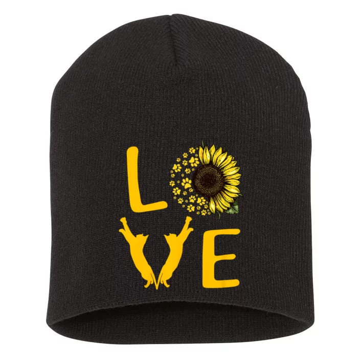 Cat Sunflower Gifts For Cat Lovers Cat Mom Short Acrylic Beanie