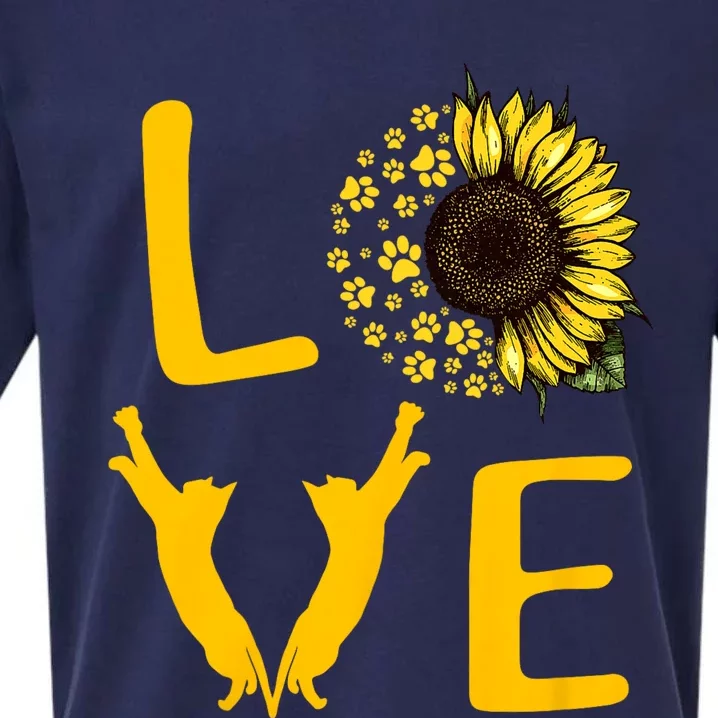 Cat Sunflower Gifts For Cat Lovers Cat Mom Sueded Cloud Jersey T-Shirt