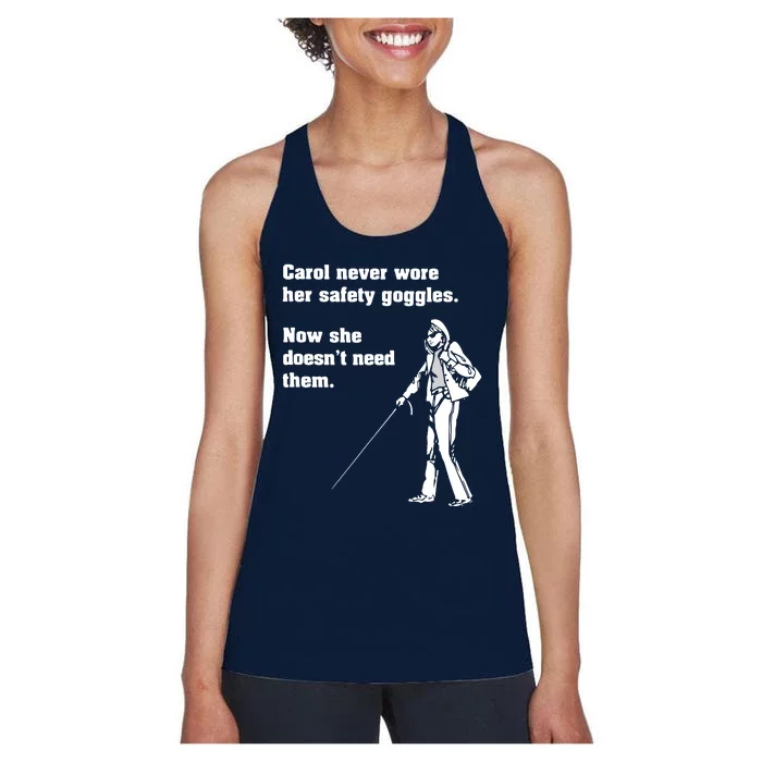 Carol Safety Goggles Funny Science Chemistry Women's Racerback Tank