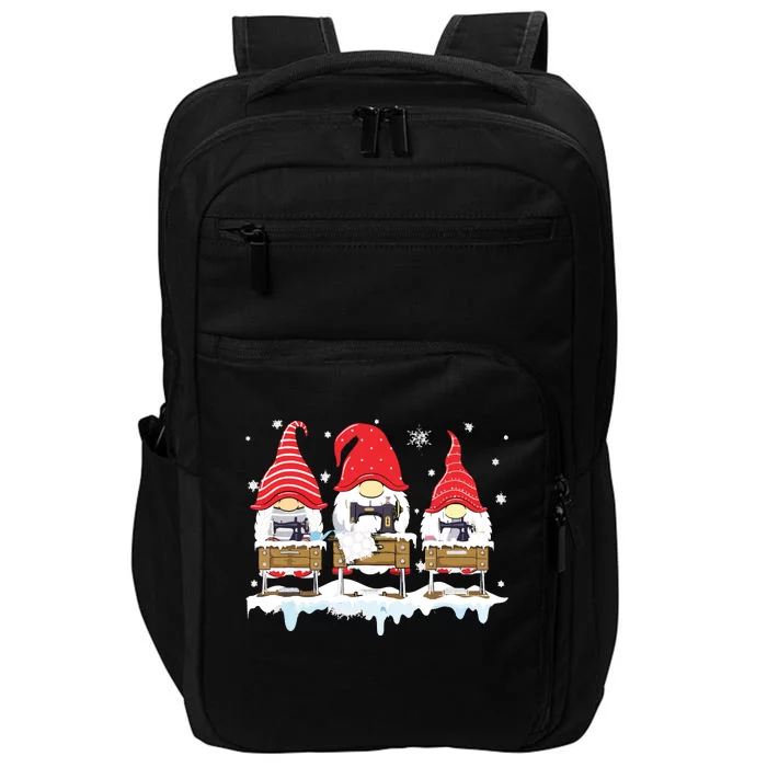 Cute Sewing Gnomes Santa Quilting Xmas Funny Christmas Gift Impact Tech Backpack