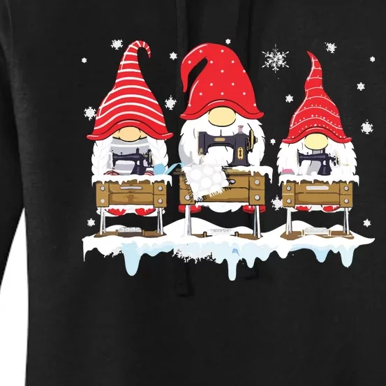 Cute Sewing Gnomes Santa Quilting Xmas Funny Christmas Gift Women's Pullover Hoodie