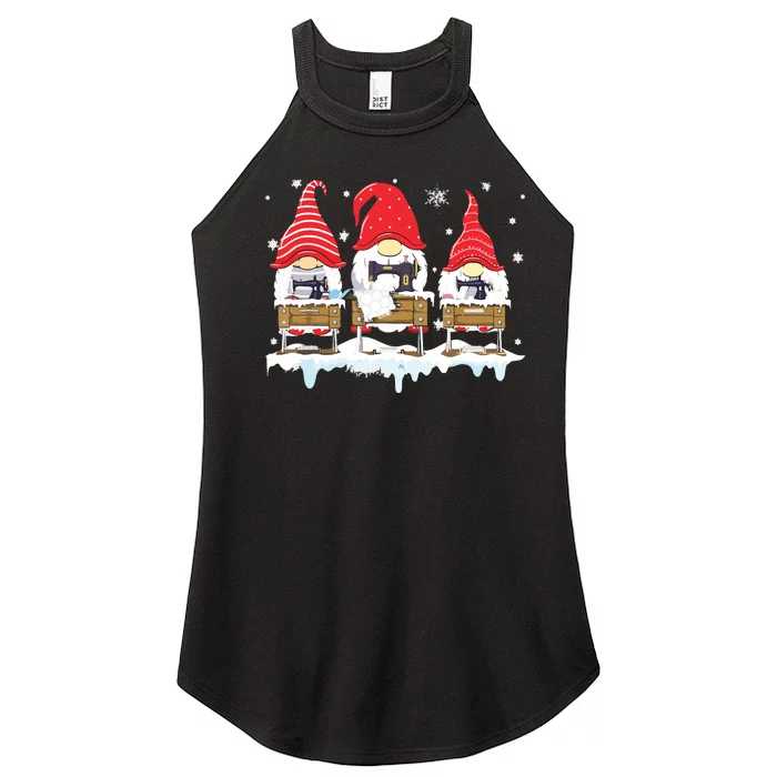 Cute Sewing Gnomes Santa Quilting Xmas Funny Christmas Gift Women’s Perfect Tri Rocker Tank