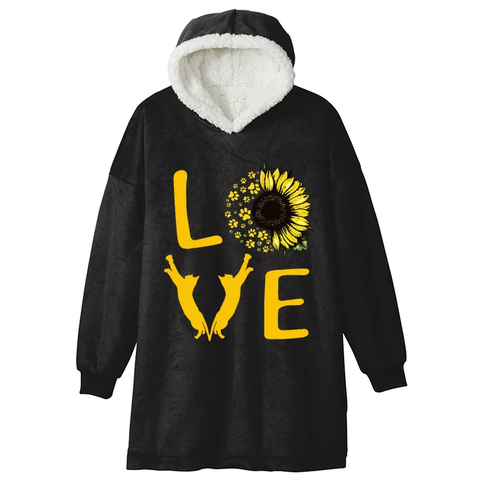 Cat Sunflower Gifts For Cat Lovers Cat Mom Hooded Wearable Blanket