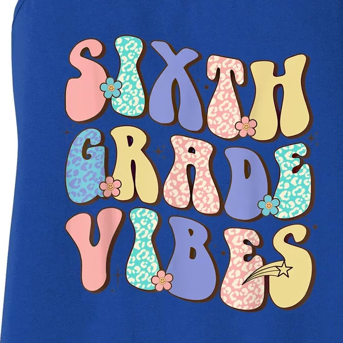 Cute Sixth Grade Vibes Student Teacher Back To School Cool Gift Women's Racerback Tank