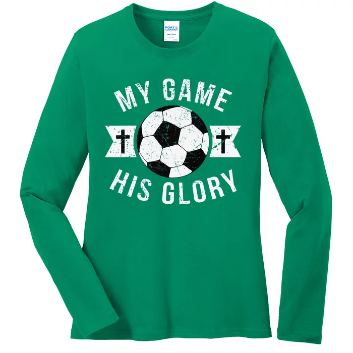 Christian Soccer Gifts Sayings Phrases Cross Ladies Long Sleeve Shirt