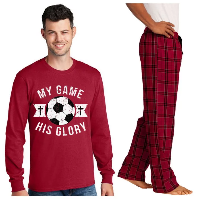 Christian Soccer Gifts Sayings Phrases Cross Long Sleeve Pajama Set