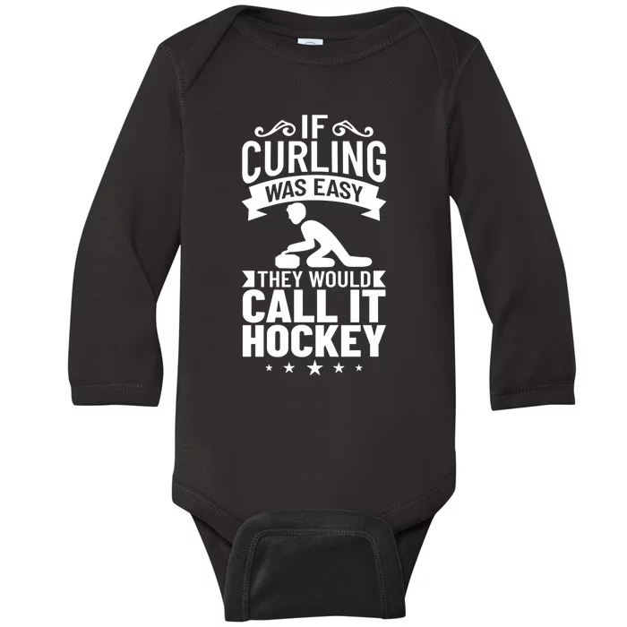 Curling Sport Game Curler Player Stones Broom Curl Cool Gift Baby Long Sleeve Bodysuit