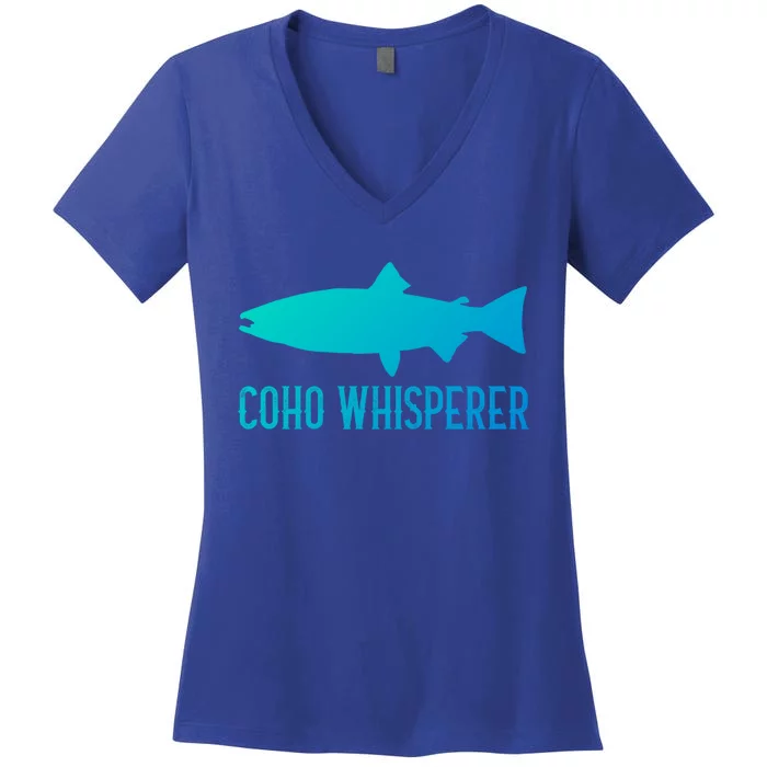 Coho Salmon Gift Fun Fishing Gift Laskan Fisher Women's V-Neck T-Shirt