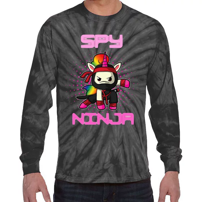 Cool Spy Gaming Ninja Gamer Unicorn Ninja Tie-Dye Long Sleeve Shirt